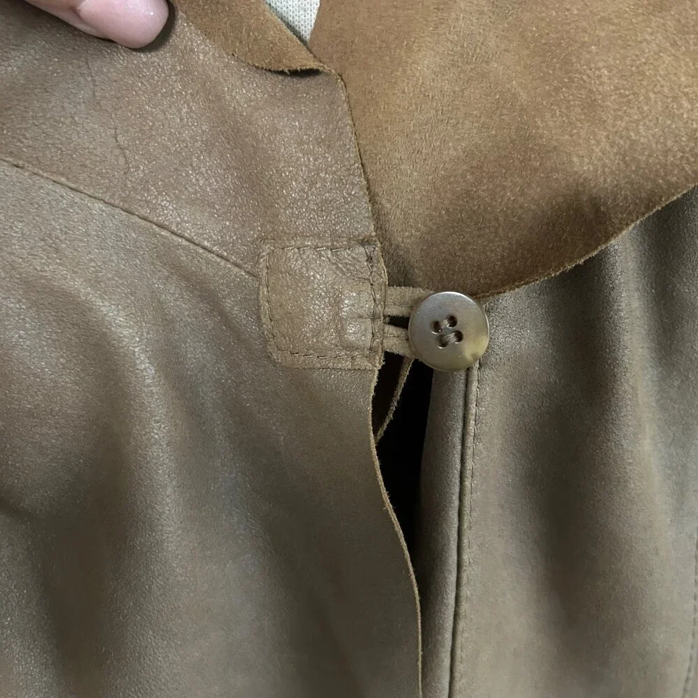 Kors Michael Kors Brown Leather Jacket Suede Moto Waterfall Y2K Designer Medium